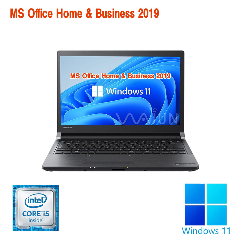 【整備済み品】東 芝 ノートPC R73 / 13型 / Win11 Pro/MS Office H&B 2019 / Core i5-6200U / wajunのWIFI/Bluetooth/HDMI / 8GB / 128GB SSD