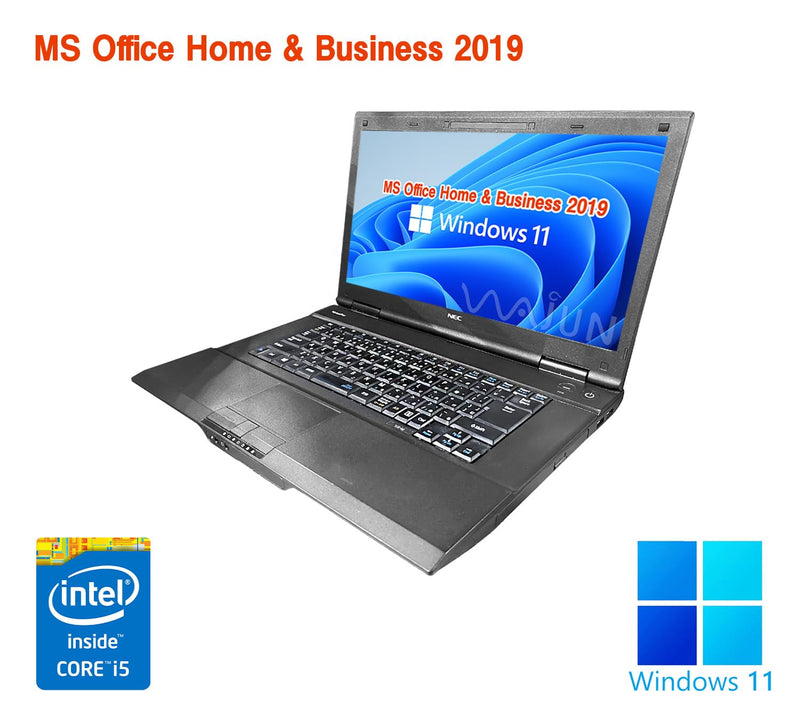 【整備済み品】NEC ノートPC VK23 / 15.6型フルHD/ Win11 Pro/MS Office H&B 2019 / Core i5-8250U / wajunのWIFI/Bluetooth/HDMI/DVD-RW / 16GB/512GB SSD