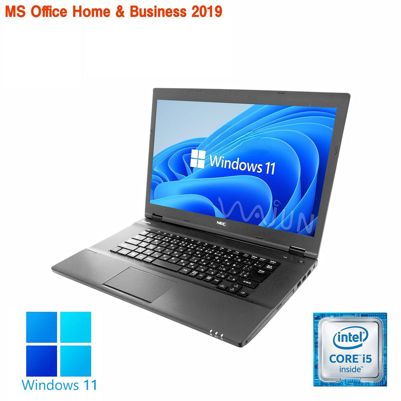 【整備済み品】NEC ノートPC VK23 / 15.6型フルHD/ Win11 Pro/MS Office H&B 2019 / Core i5-8250U / wajunのWIFI/Bluetooth/HDMI/DVD-RW / 16GB/512GB SSD